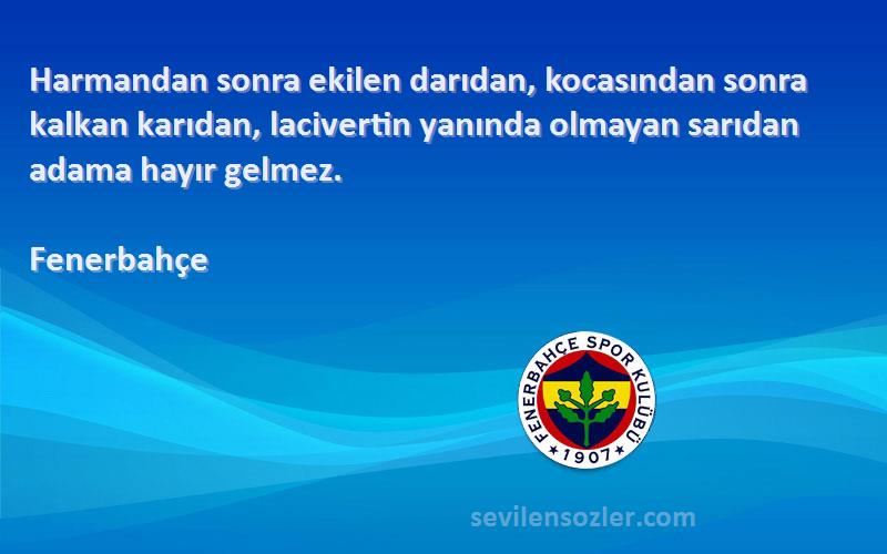 Fenerbahçe Sözleri 
Harmandan sonra ekilen darıdan, kocasından sonra kalkan karıdan, lacivertin yanında olmayan sarıdan adama hayır gelmez.
