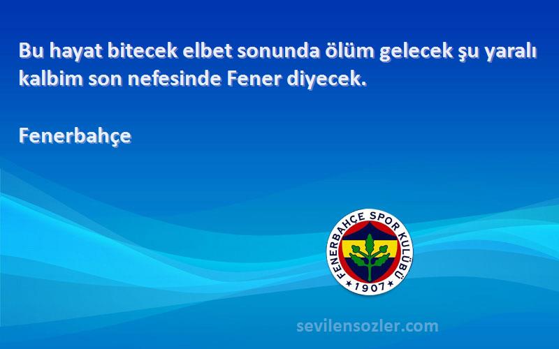 Fenerbahçe Sözleri 
Bu hayat bitecek elbet sonunda ölüm gelecek şu yaralı kalbim son nefesinde Fener diyecek.
