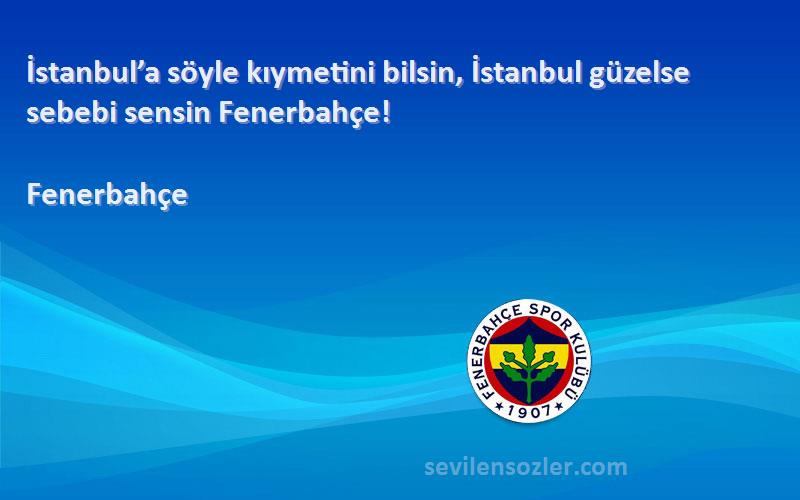 Fenerbahçe Sözleri 
İstanbul’a söyle kıymetini bilsin, İstanbul güzelse sebebi sensin Fenerbahçe!
