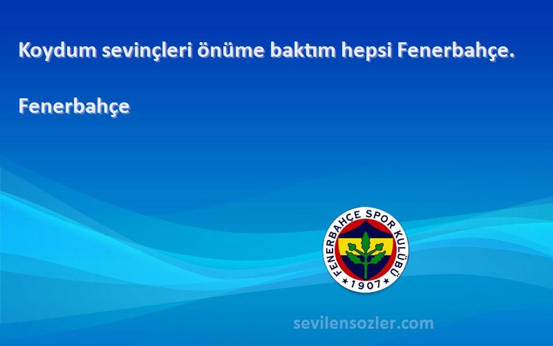 Fenerbahçe Sözleri 
Koydum sevinçleri önüme baktım hepsi Fenerbahçe.
