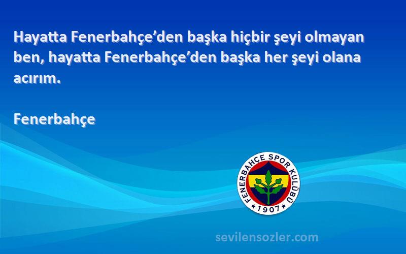 Fenerbahçe Sözleri 
Hayatta Fenerbahçe’den başka hiçbir şeyi olmayan ben, hayatta Fenerbahçe’den başka her şeyi olana acırım.
