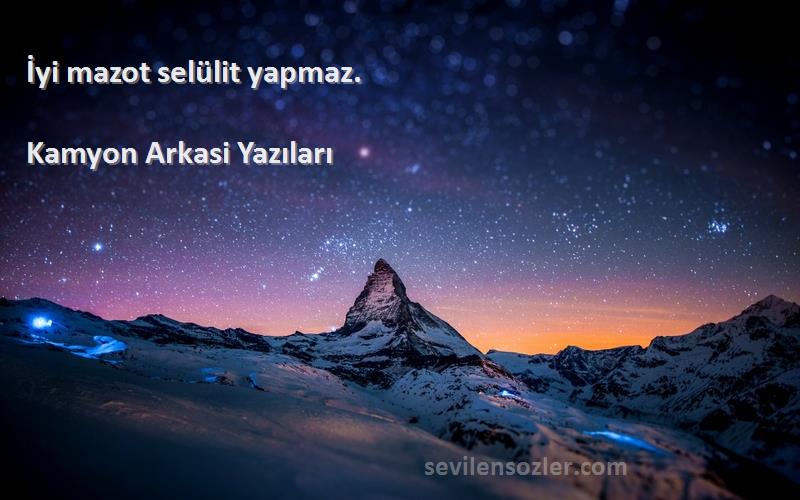Kamyon Arkasi Yazıları - İyi mazot selülit yapmaz.
