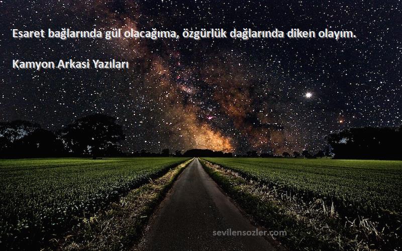 Kamyon Arkasi Yazıları - Esaret bağlarında gül olacağıma, özgürlük dağlarında diken olayım.
