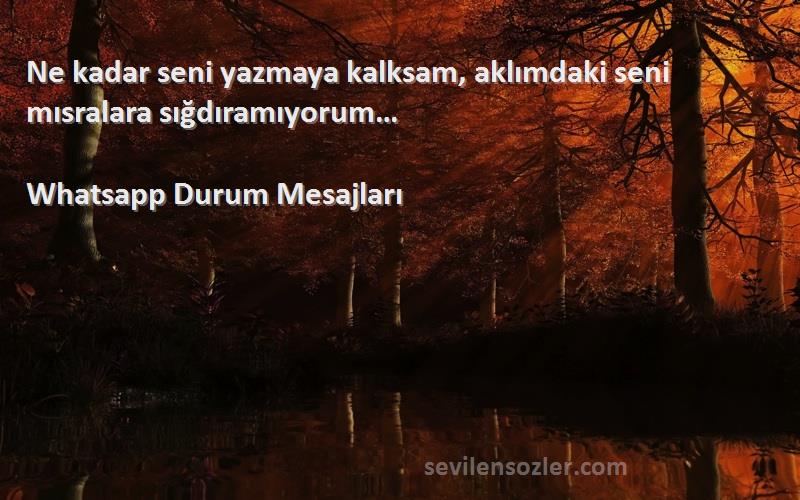Whatsapp Durum Mesajları - Ne kadar seni yazmaya kalksam, aklımdaki seni mısralara sığdıramıyorum…
