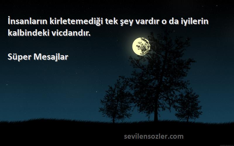 Süper Mesajlar - İnsanların kirletemediği tek şey vardır o da iyilerin kalbindeki vicdandır.
