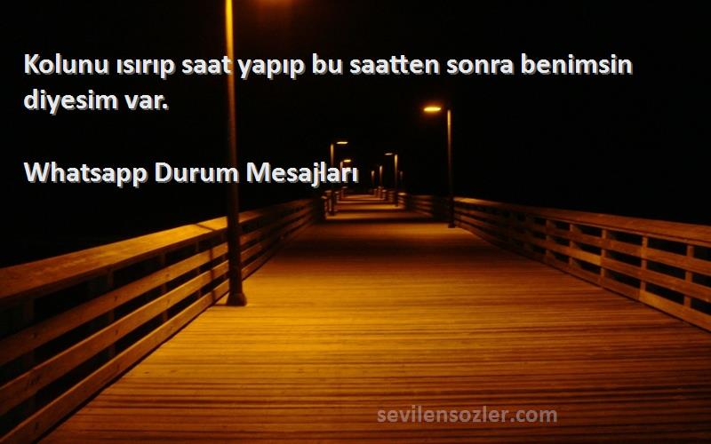 Whatsapp Durum Mesajları - Kolunu ısırıp saat yapıp bu saatten sonra benimsin diyesim var.
