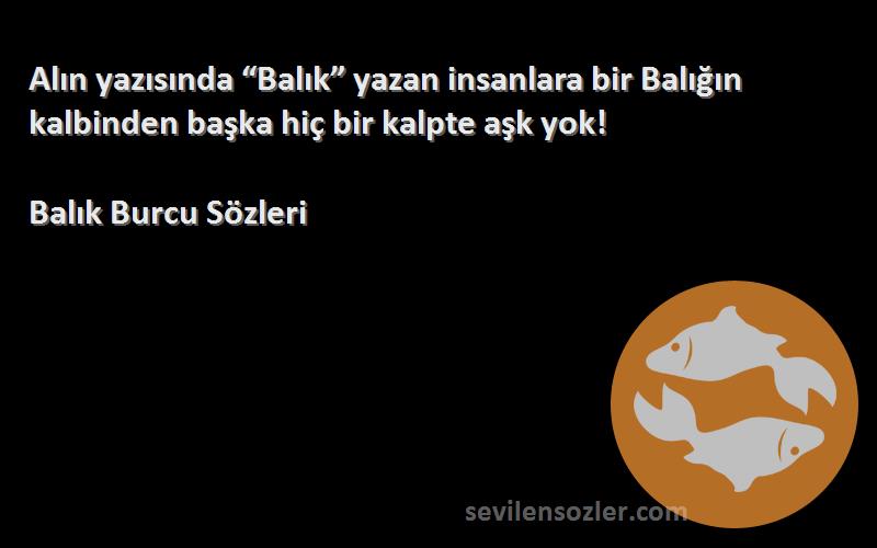 Balık Burcu  Sözleri 
Alın yazısında “Balık” yazan insanlara bir Balığın kalbinden başka hiç bir kalpte aşk yok!
