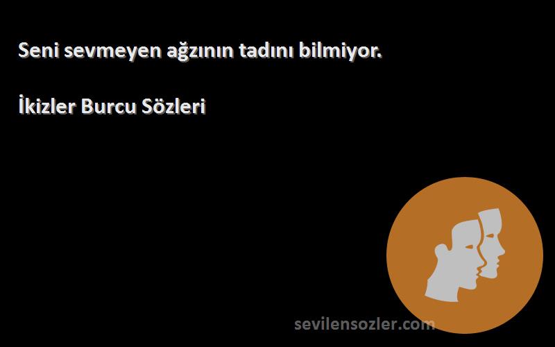 İkizler Burcu  - Seni sevmeyen ağzının tadını bilmiyor.
