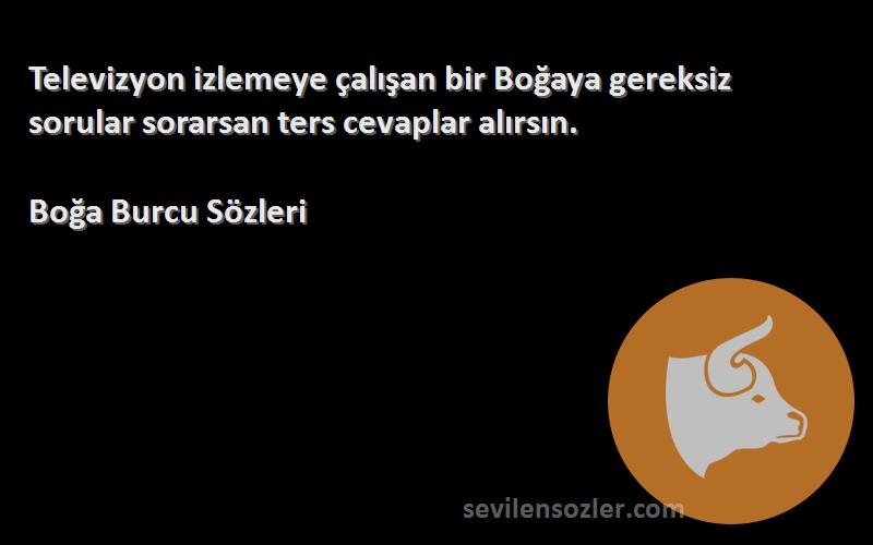 Boğa Burcu  - Televizyon izlemeye çalışan bir Boğaya gereksiz sorular sorarsan ters cevaplar alırsın.
