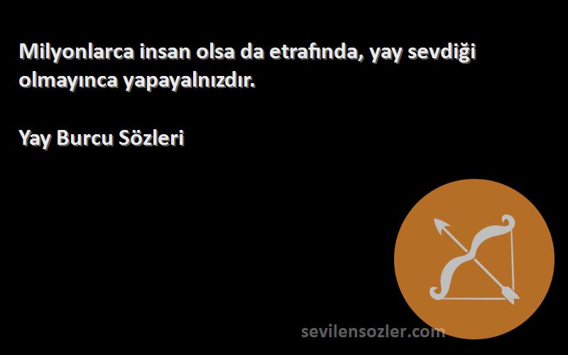 Yay Burcu  - Milyonlarca insan olsa da etrafında, yay sevdiği olmayınca yapayalnızdır.
