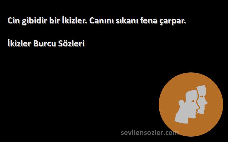 İkizler Burcu  Sözleri 
Cin gibidir bir İkizler. Canını sıkanı fena çarpar.
