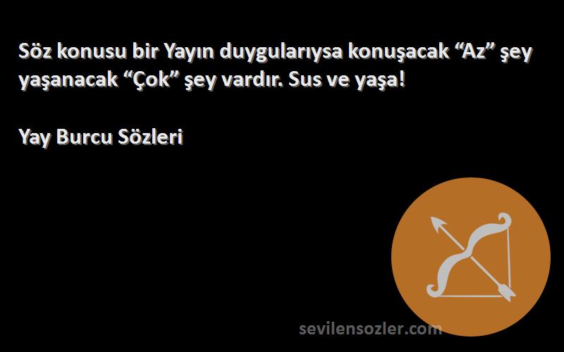 Yay Burcu  - Söz konusu bir Yayın duygularıysa konuşacak “Az” şey yaşanacak “Çok” şey vardır. Sus ve yaşa!
