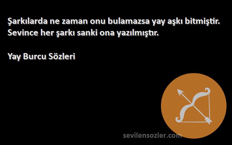 Yay Burcu  - Şarkılarda ne zaman onu bulamazsa yay aşkı bitmiştir. Sevince her şarkı sanki ona yazılmıştır.
