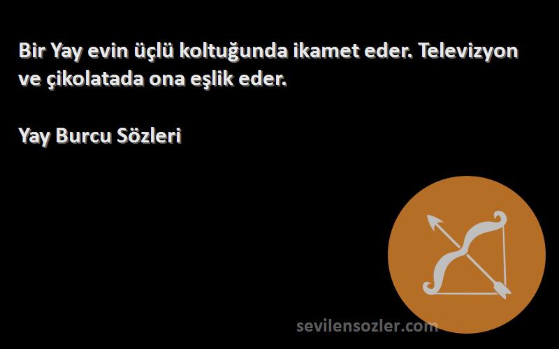 Yay Burcu  Sözleri 
Bir Yay evin üçlü koltuğunda ikamet eder. Televizyon ve çikolatada ona eşlik eder.
