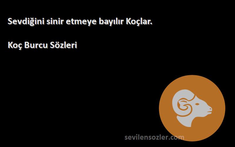 Koç Burcu  - Sevdiğini sinir etmeye bayılır Koçlar.
