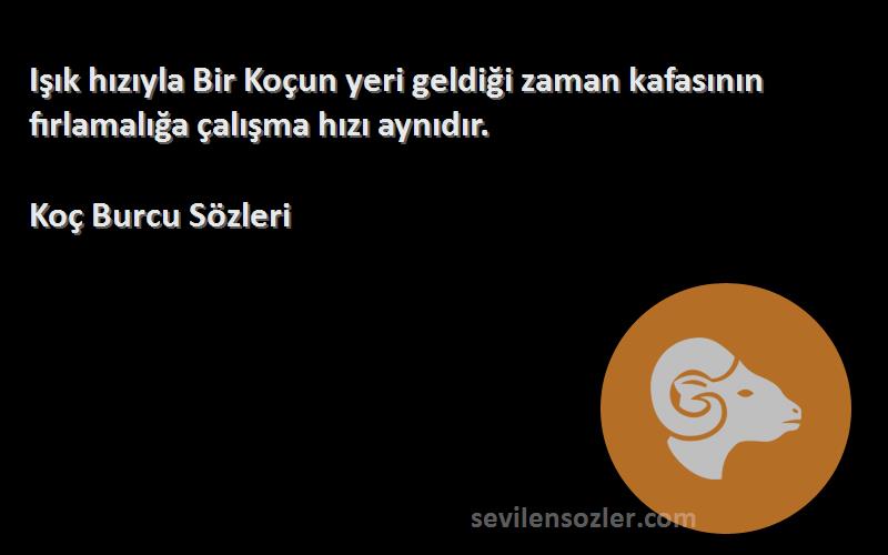 Koç Burcu  - Işık hızıyla Bir Koçun yeri geldiği zaman kafasının fırlamalığa çalışma hızı aynıdır.
