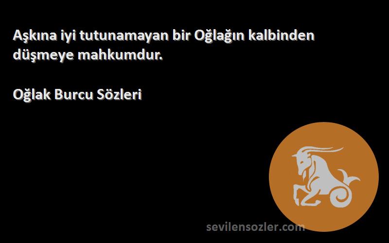 Oğlak Burcu  Sözleri 
Aşkına iyi tutunamayan bir Oğlağın kalbinden düşmeye mahkumdur.
