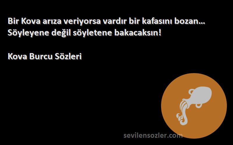 Kova Burcu  Sözleri 
Bir Kova arıza veriyorsa vardır bir kafasını bozan… Söyleyene değil söyletene bakacaksın!
