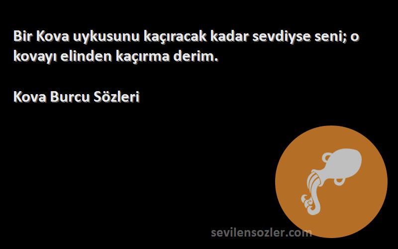 Kova Burcu  Sözleri 
Bir Kova uykusunu kaçıracak kadar sevdiyse seni; o kovayı elinden kaçırma derim.
