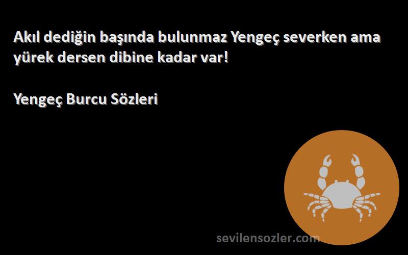 Yengeç Burcu  Sözleri 
Akıl dediğin başında bulunmaz Yengeç severken ama yürek dersen dibine kadar var!
