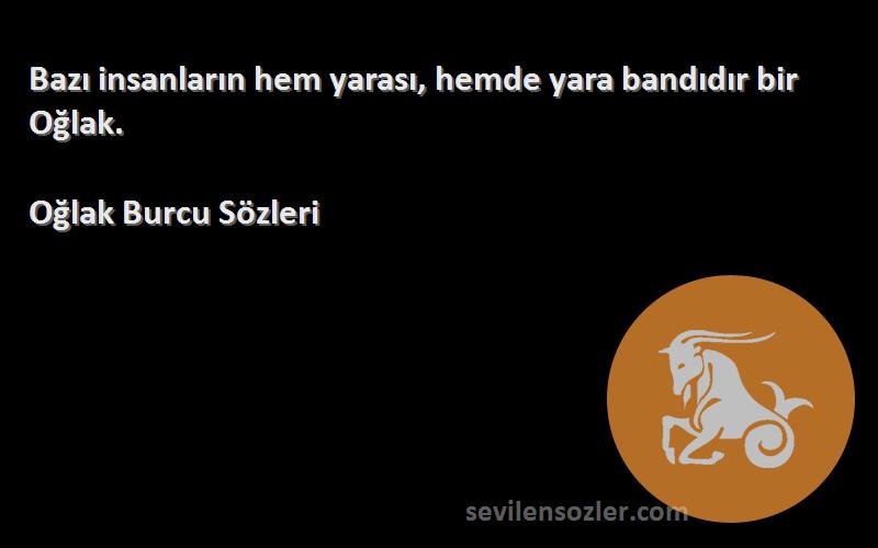 Oğlak Burcu  Sözleri 
Bazı insanların hem yarası, hemde yara bandıdır bir Oğlak.
