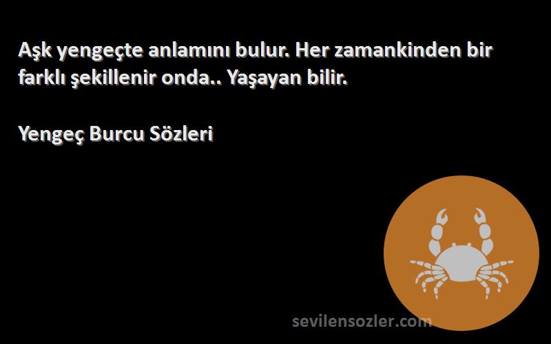 Yengeç Burcu  Sözleri 
Aşk yengeçte anlamını bulur. Her zamankinden bir farklı şekillenir onda.. Yaşayan bilir.
