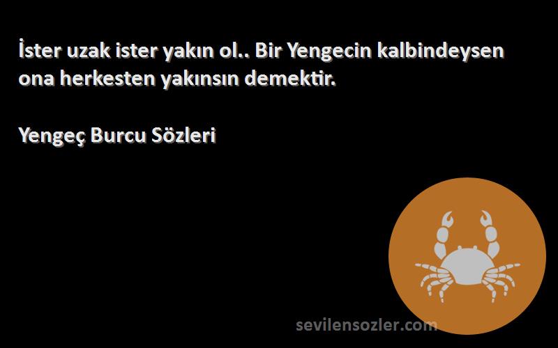 Yengeç Burcu  - İster uzak ister yakın ol.. Bir Yengecin kalbindeysen ona herkesten yakınsın demektir.
