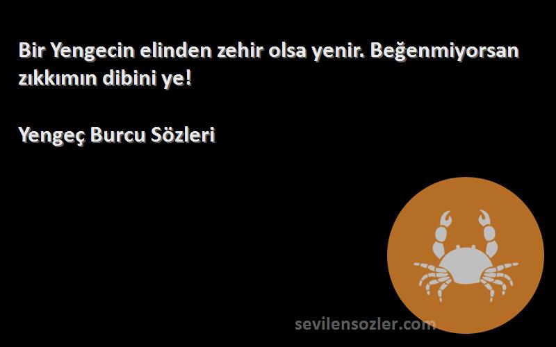 Yengeç Burcu  Sözleri 
Bir Yengecin elinden zehir olsa yenir. Beğenmiyorsan zıkkımın dibini ye!
