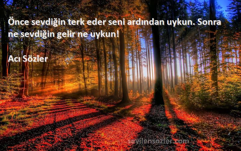 Acı Sözler - Önce sevdiğin terk eder seni ardından uykun. Sonra ne sevdiğin gelir ne uykun!
