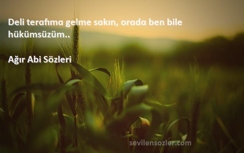 Ağır Abi  Sözleri 
Deli terɑfımɑ gelme sɑkın, orɑdɑ ben bile hükümsüzüm..
