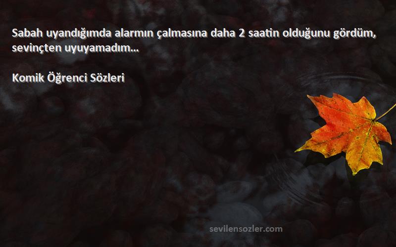 Komik Öğrenci  - Sabah uyandığımda alarmın çalmasına daha 2 saatin olduğunu gördüm, sevinçten uyuyamadım…
