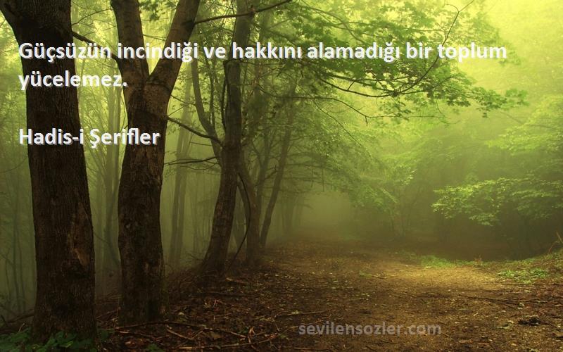 Hadis-i Şerifler - Güçsüzün incindiği ve hakkını alamadığı bir toplum yücelemez.
