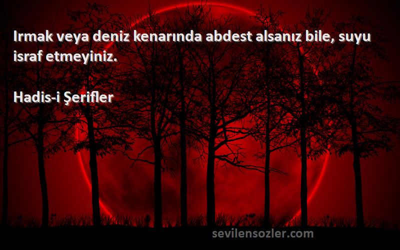 Hadis-i Şerifler - Irmak veya deniz kenarında abdest alsanız bile, suyu israf etmeyiniz.
