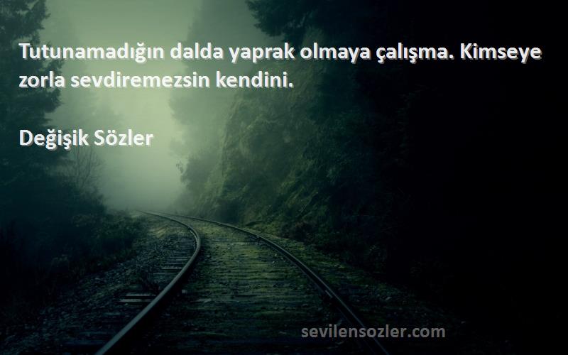 Değişik Sözler - Tutunamadığın dalda yaprak olmaya çalışma. Kimseye zorla sevdiremezsin kendini.
