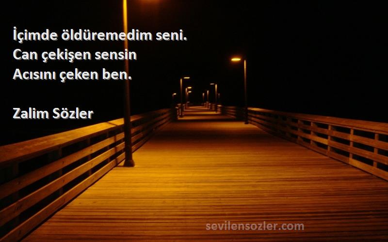 Zalim Sözler - İçimde öldüremedim seni.
Can çekişen sensin 
Acısını çeken ben.
