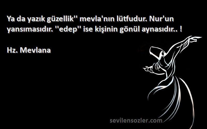 Hz. Mevlana Sözleri 
Ya da yazık güzellik'' mevla'nın lütfudur. Nur'un yansımasıdır. ''edep'' ise kişinin gönül aynasıdır.. !