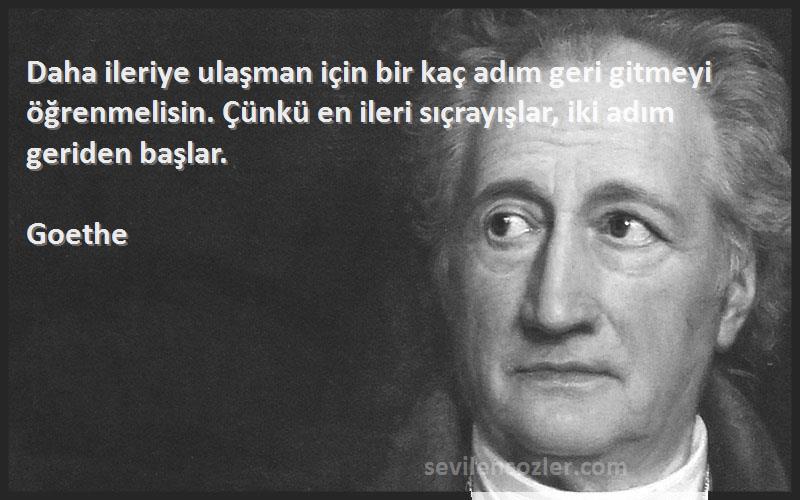 Goethe Sözleri 
Daha ileriye ulaşman için bir kaç adım geri gitmeyi öğrenmelisin. Çünkü en ileri sıçrayışlar, iki adım geriden başlar.