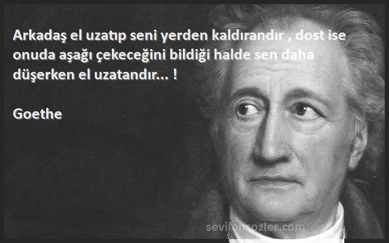 Goethe Sözleri 
Arkadaş el uzatıp seni yerden kaldırandır , dost ise onuda aşağı çekeceğini bildiği halde sen daha düşerken el uzatandır... !