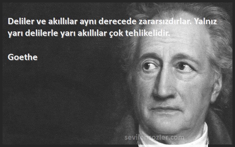 Goethe Sözleri 
Deliler ve akıllılar aynı derecede zararsızdırlar. Yalnız yarı delilerle yarı akıllılar çok tehlikelidir.