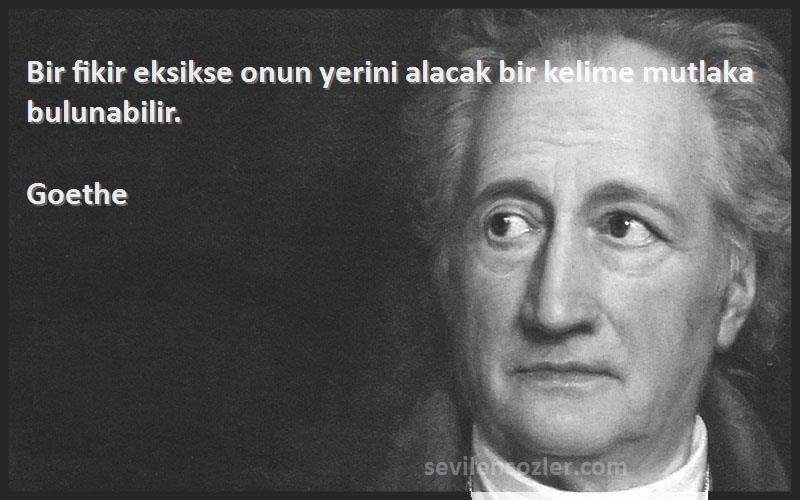 Goethe - Bir fikir eksikse onun yerini alacak bir kelime mutlaka bulunabilir.