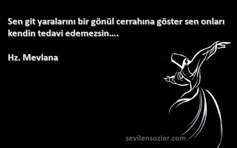 Hz. Mevlana - Sen git yaralarını bir gönül cerrahına göster sen onları kendin tedavi edemezsin….