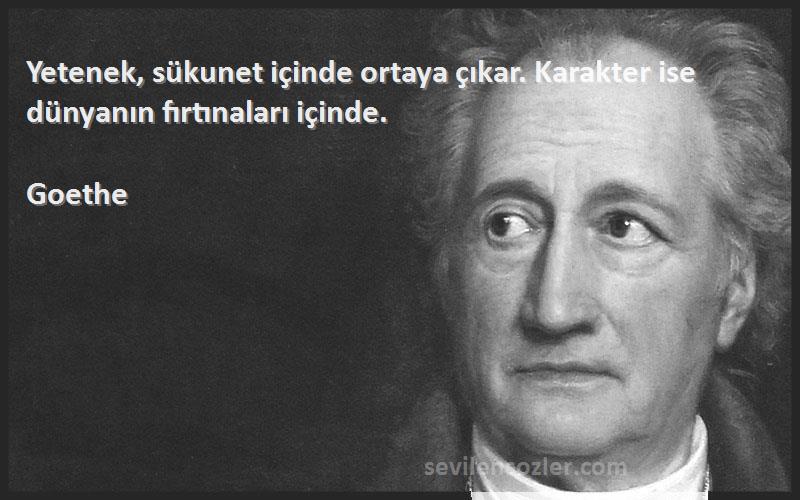 Goethe - Yetenek, sükunet içinde ortaya çıkar. Karakter ise dünyanın fırtınaları içinde.