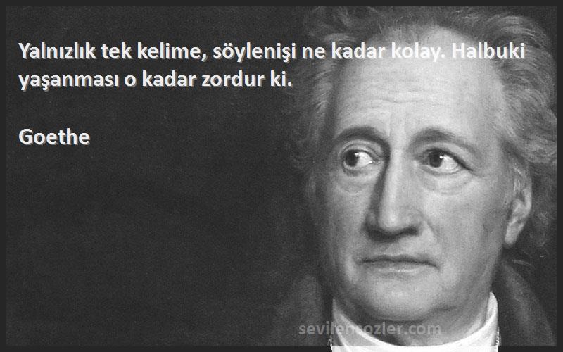 Goethe - Yalnızlık tek kelime, söylenişi ne kadar kolay. Halbuki yaşanması o kadar zordur ki.