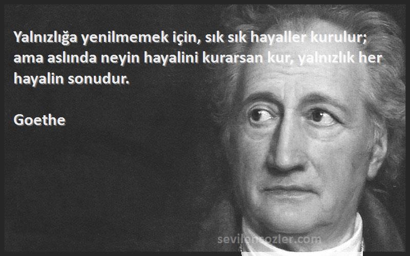 Goethe Sözleri 
Yalnızlığa yenilmemek için, sık sık hayaller kurulur; ama aslında neyin hayalini kurarsan kur, yalnızlık her hayalin sonudur.