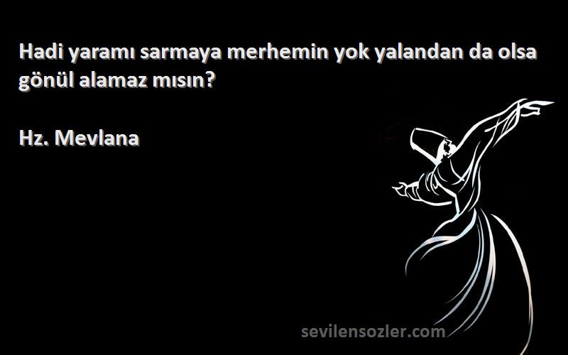 Hz. Mevlana - Hadi yaramı sarmaya merhemin yok yalandan da olsa gönül alamaz mısın?