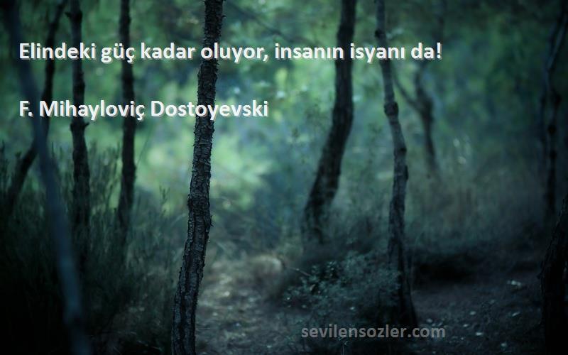F. Mihayloviç Dostoyevski - Elindeki güç kadar oluyor, insanın isyanı da!