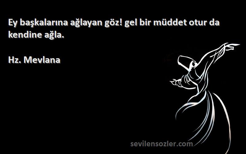 Hz. Mevlana - Ey başkalarına ağlayan göz! gel bir müddet otur da kendine ağla.