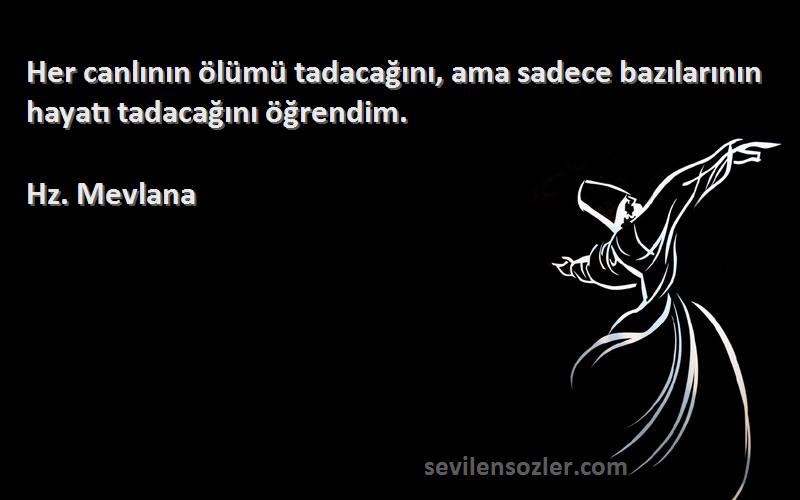 Hz. Mevlana - Her canlının ölümü tadacağını, ama sadece bazılarının hayatı tadacağını öğrendim.