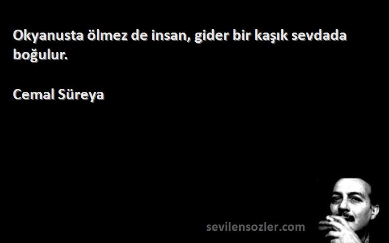 Cemal Süreya - Okyanusta ölmez de insan, gider bir kaşık sevdada boğulur.