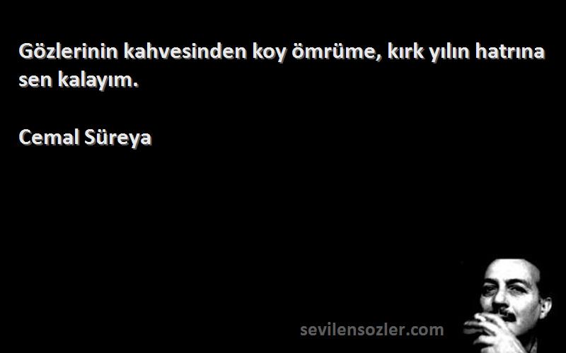 Cemal Süreya Sözleri 
Gözlerinin kahvesinden koy ömrüme, kırk yılın hatrına sen kalayım.